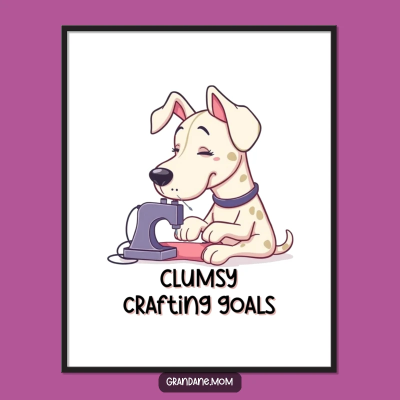 Funny Grand Dane Sewing Digital Art: Instant Laughs for Your Walls Gift
