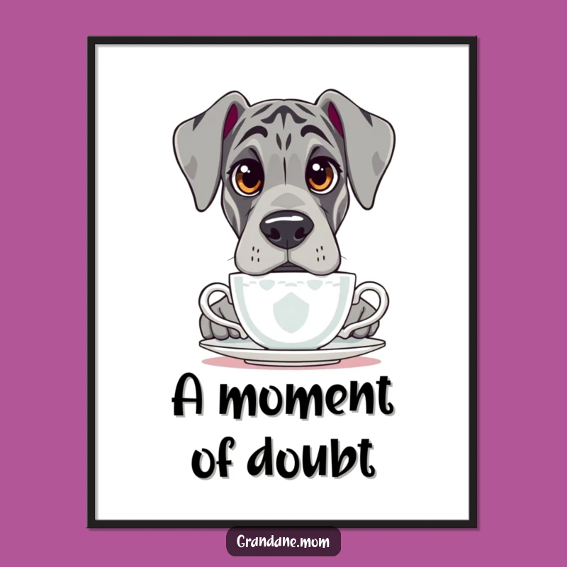 Funny Grand Dane Tea Digital Art: Whimsical Dog Download, Perfect Funny Gift