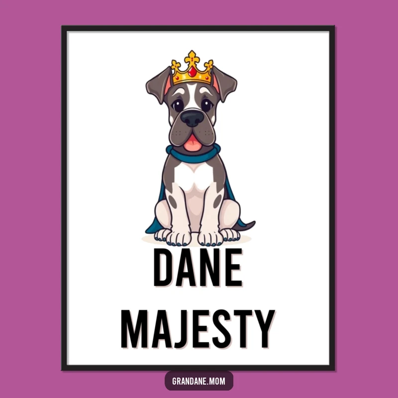 Funny Great Dane Crown Digital Art: Hilarious Royal Decor Printable