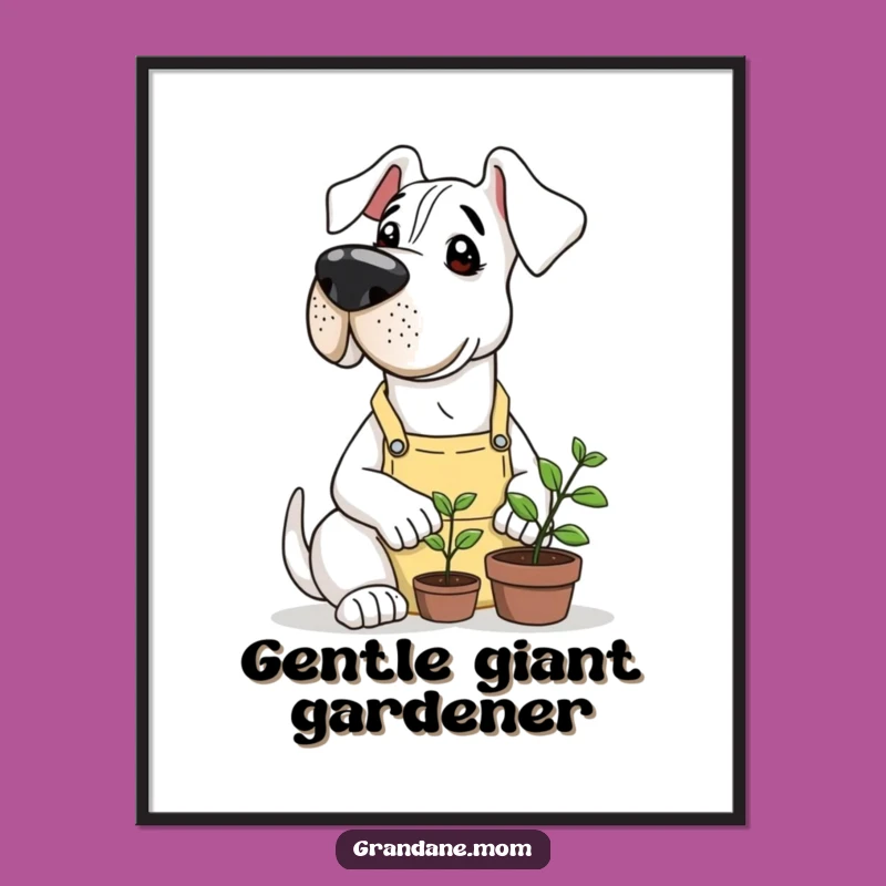 Funny Grand Dane Garden Digital Art: Instant Whimsy for Your Walls Gift