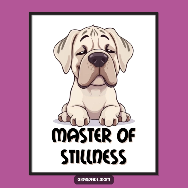 Funny Grand Dane Digital Art: Contented Sighing Dog Print for Wall Decor
