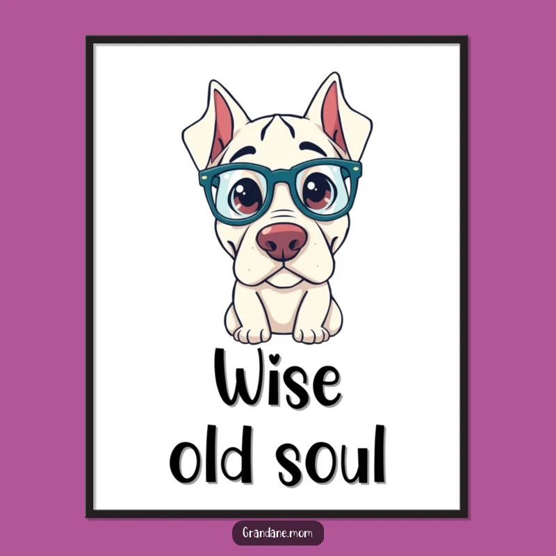 Printable Funny Curious Grand Dane Art: Oversized Glasses Digital Download