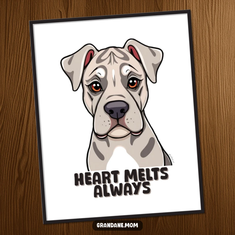 Funny Grand Dane Digital Art Print: A soulful Grand Dane offers a gentle lick, captured in a heartwarming and humorous digital illustration.