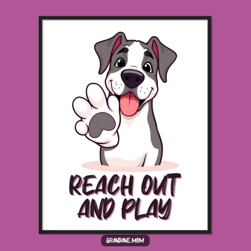 Funny Grand Dane Paw Hello Digital Art: Instant Friendly Greeting