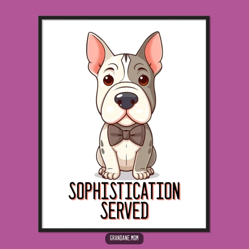 Instant Funny Distinguished Grand Dane Bow Tie Art - Humorous Digital Download Gift