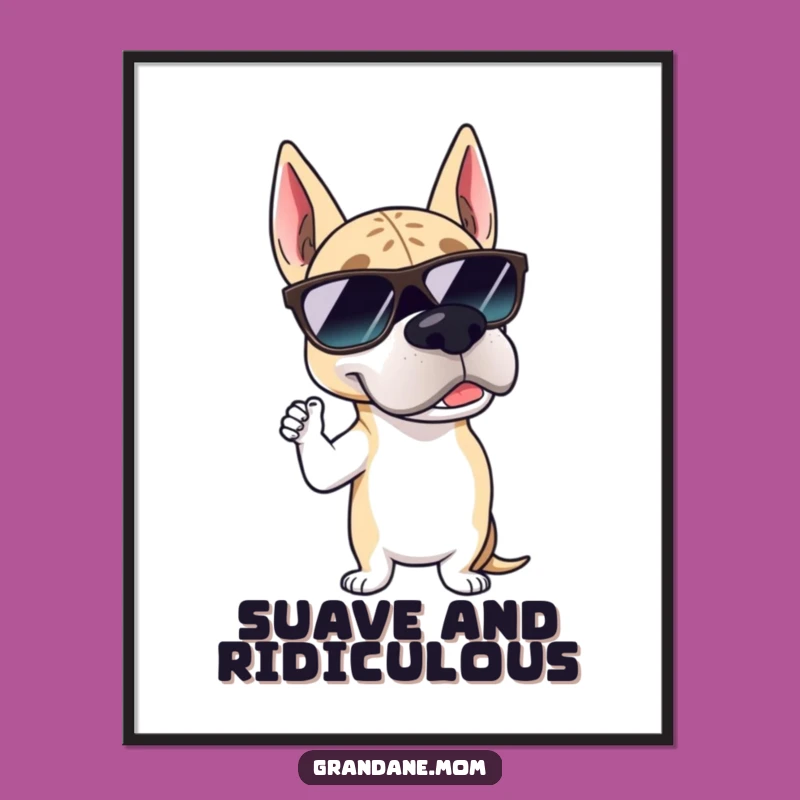 Funny Grand Dane Sunglasses Digital Print: Instant Suave Style Download - Cool Wall Art Gift