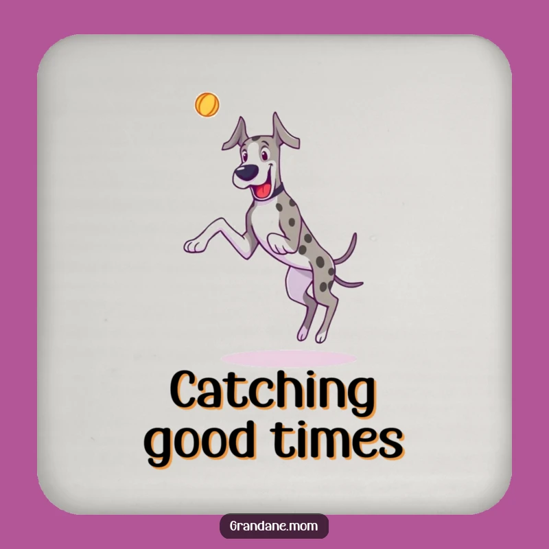 Funny Great Dane Coasters (Set of 4): Leaping Toy Catcher