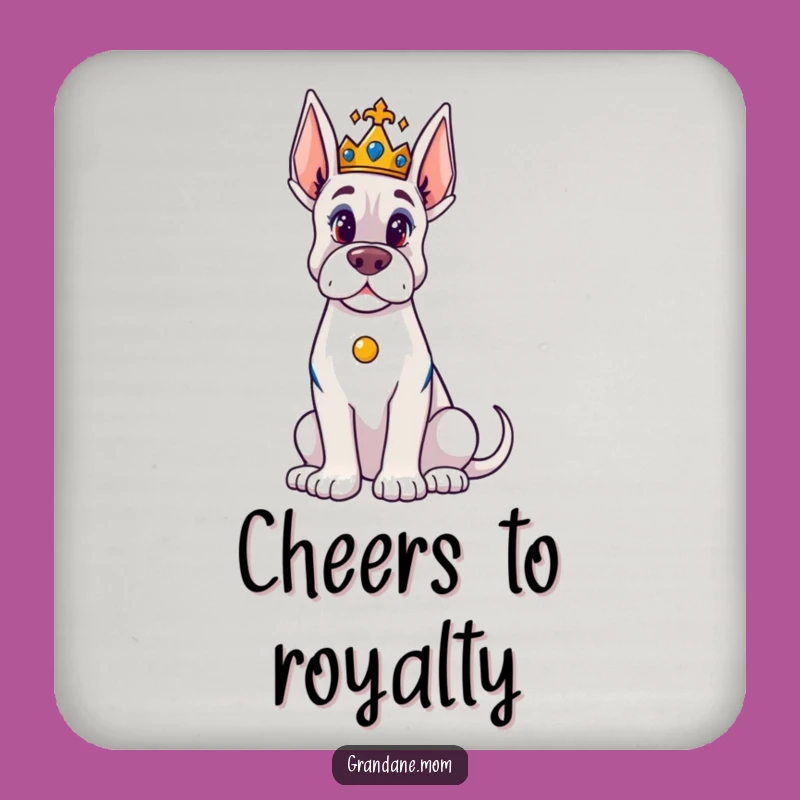 Regal Funny Grand Dane Coaster: Tiny Crown Protection for Your Surfaces