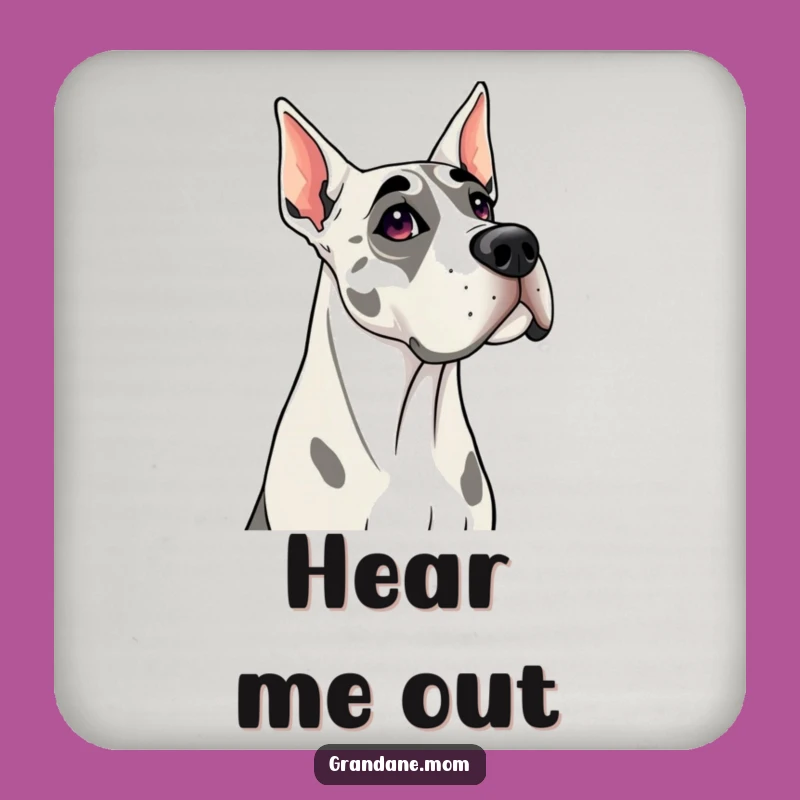 Funny Grand Dane Coaster: Head Tilt Protection, Chic Funny Gift for Tables