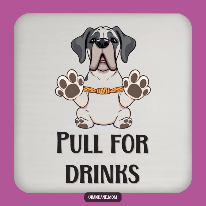 Funny Grand Dane Coaster Set: Tug-of-War Ready, Playful Dog Gift