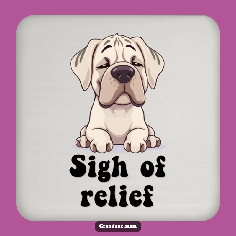 Funny Grand Dane Coasters (Set of 4): Contented Sighing Dog Protection