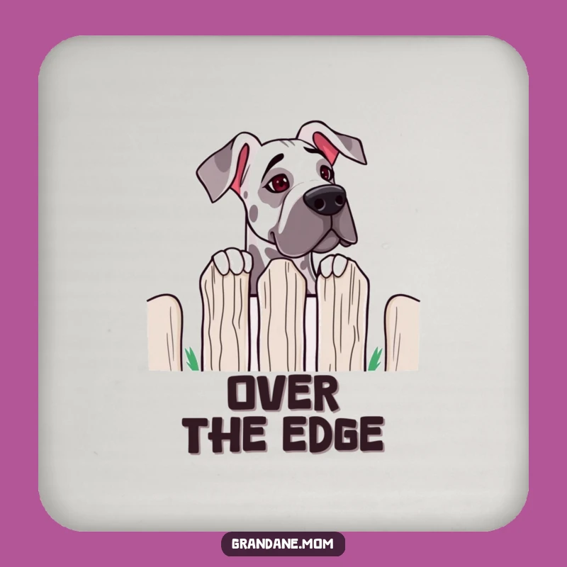 Funny Grand Dane Fence Peek Coaster: Protect Surfaces with Canine Curiosity Gift