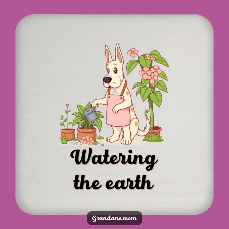 Funny Grand Dane Gardener Coaster: Protect Surfaces with Giant Plant Style - A Great Funny Gift!