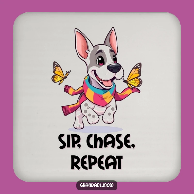 Funny Grand Dane Scarf Coaster: Cheerful Dog Butterfly Protection Gift