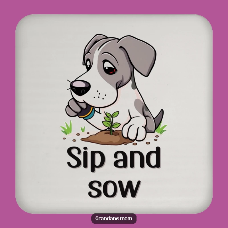 Funny Great Dane Gardener Drink Coaster: Protect Surfaces from Spills & Soil, Quirky Funny Gift