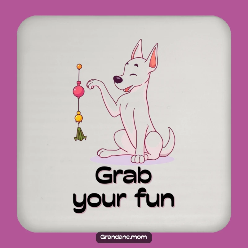 Funny Grand Dane Coaster Set: Toy Reacher, Playful Dog Gift