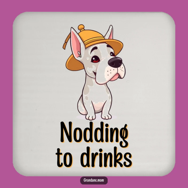 Whimsical Protection Funny Grand Dane Hat Coaster - Quirky Table Gift