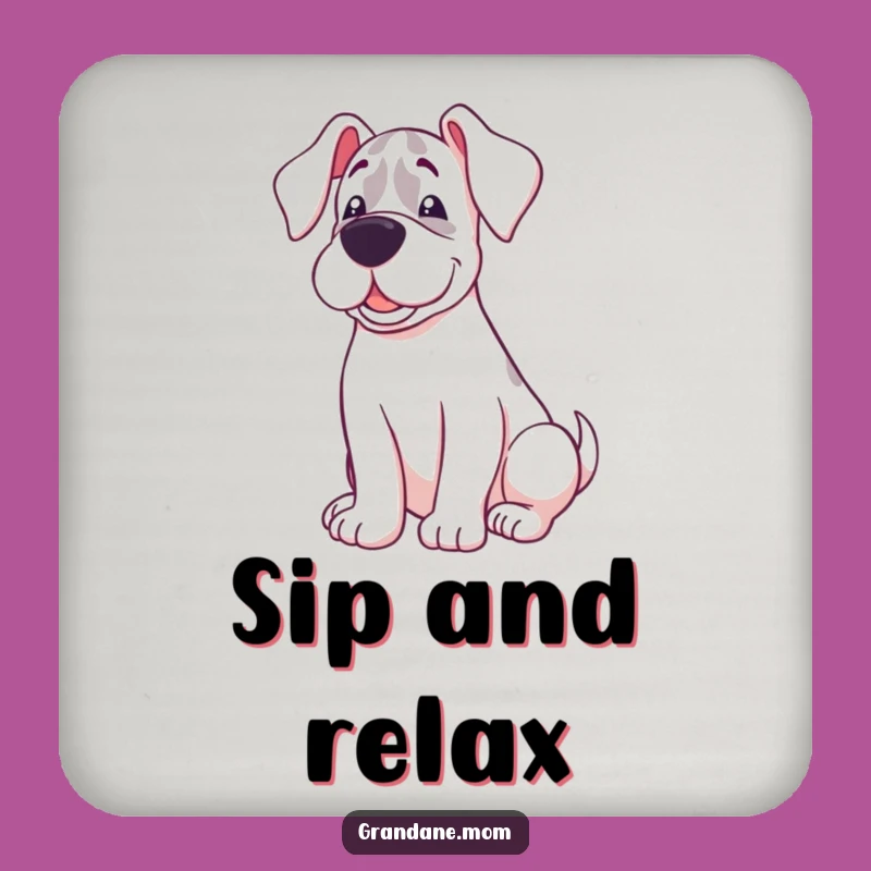 Peaceful Moments Funny Grand Dane Happy Curl Coaster - Cozy Table Gift