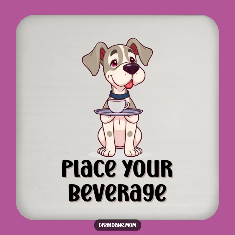 Funny Grand Dane Server Coaster: Protect Surfaces with Balance - Quirky Dog Decor
