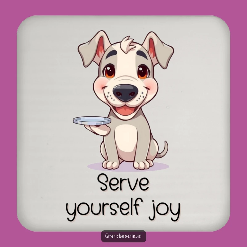 Funny Grand Dane Tray Coaster: Happy Dog Protection, Cheerful Bar Decor Gift