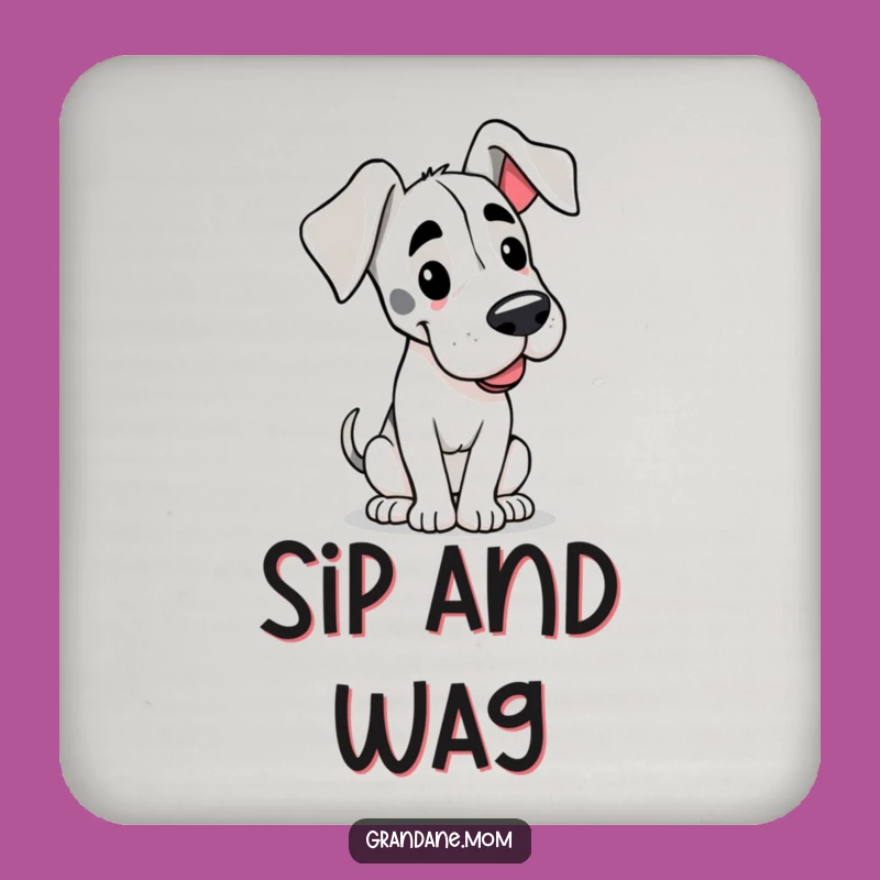 Happy Home Funny Grand Dane Floppy Ears Coaster - Joyful Table Protection Gift
