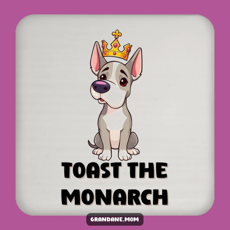 Funny Grand Dane Crown Coaster: Majestic Dog Protection, Royal Bar Decor Gift