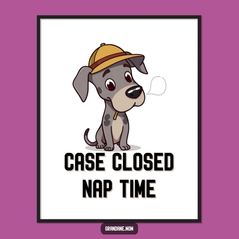 Funny Great Dane Detective Poster: Pondering Pup Art, a Perfect Gift for Dog Lovers