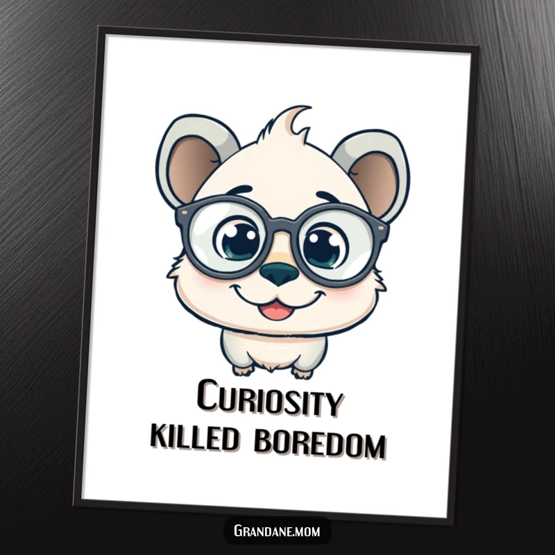 Funny daniff poster of a smiling dog wearing oversized spectacles and a curious gaze, adding a touch of wit to any wall.