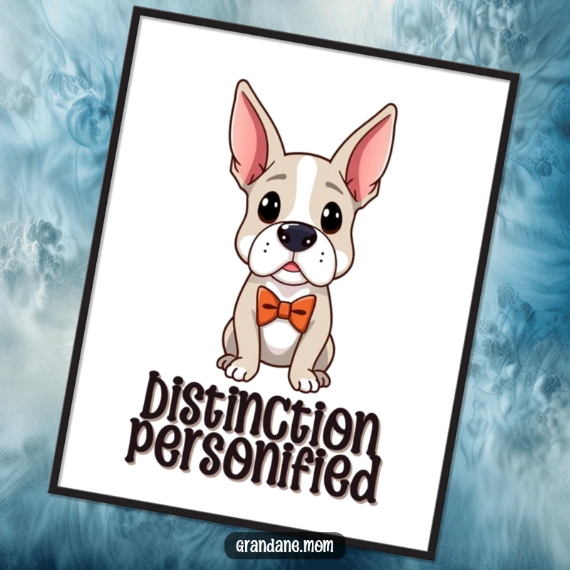 Funny Distinguished Dane Poster: A distinguished Grand Dane portrait, impeccably dressed in an elegant bow tie.