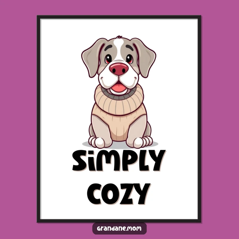 Funny Cozy Grand Dane Poster: Adorable Art for Warm Hearts!