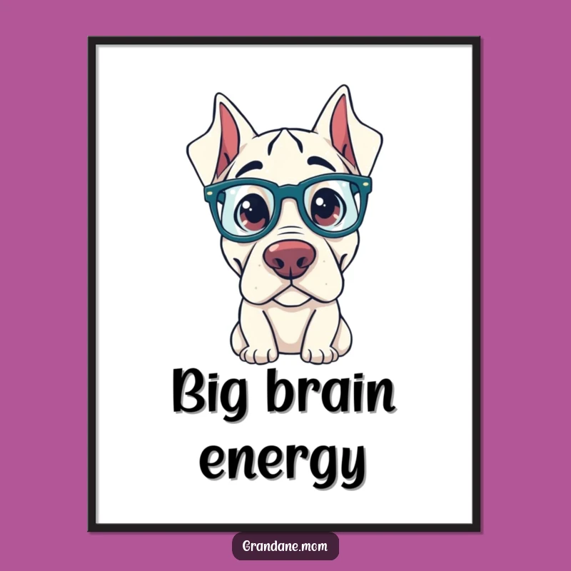 Funny Curious Grand Dane Poster: Oversized Glasses Wall Art - Quirky Dog Decor