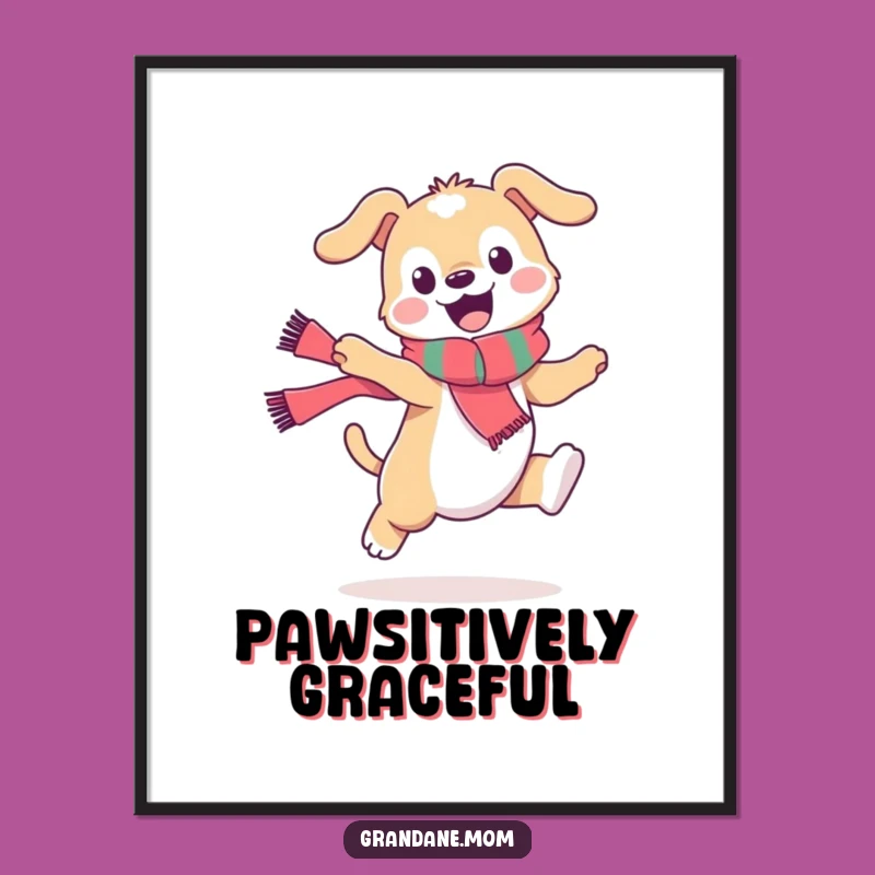 Funny Daniff Scarf Leap Poster: Artistic & Hilarious Dog Decor Gift