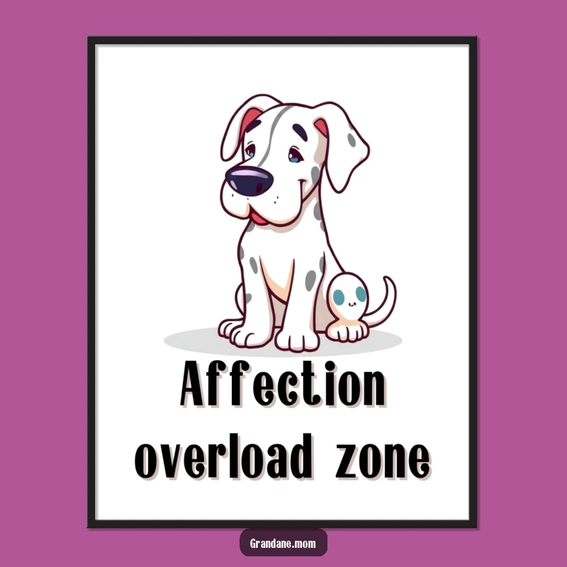Funny Grand Dane Art Print: Gentle Lean Love, Charming Funny Gift for Walls