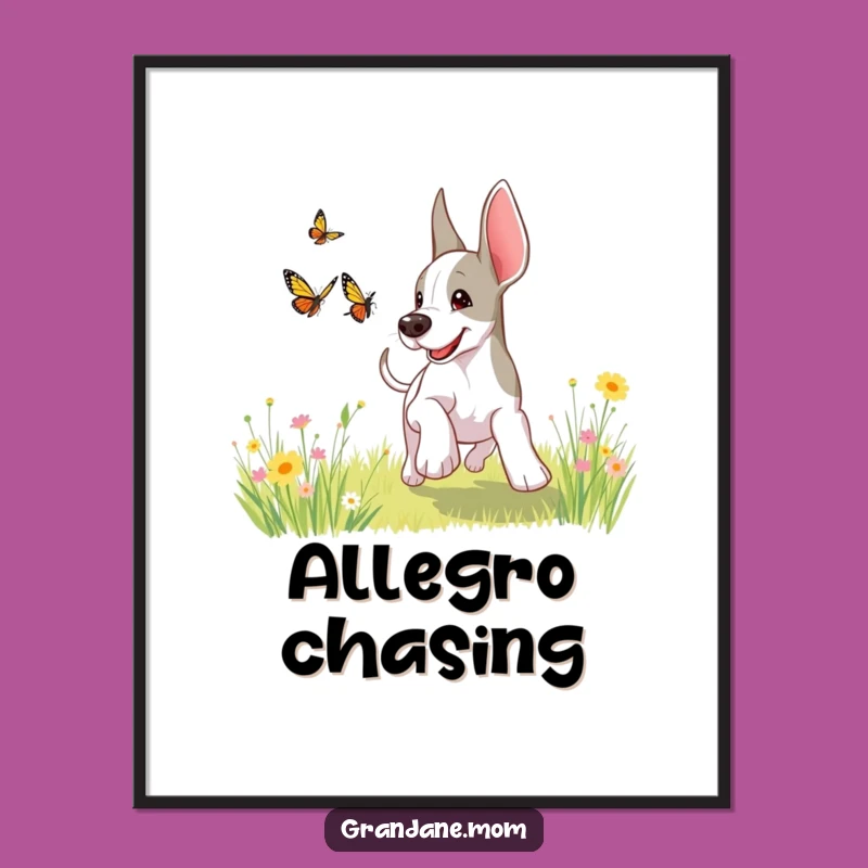 Funny Grand Dane Butterfly Poster: Adorable Art for Dog Lovers!