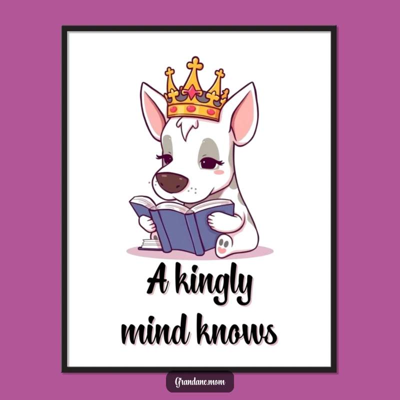 Funny Grand Dane King Poster: Regal Dog Study Art Gift