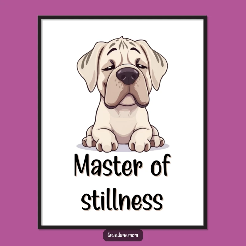 Funny Grand Dane Poster: Contented Sighing Dog Art, Humorous Wall Decor Gift