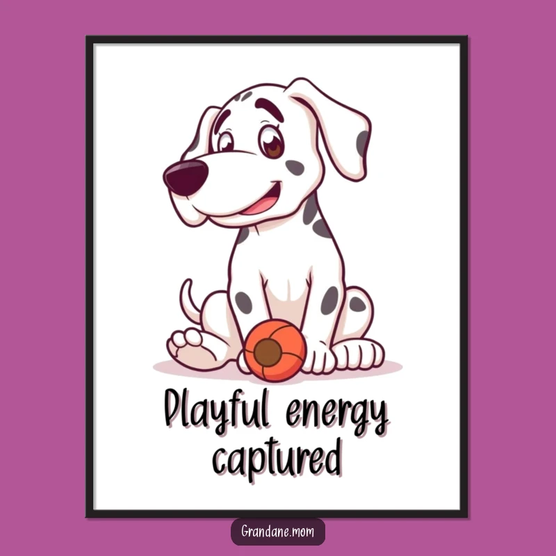 Funny Grand Dane Poster: Playful Bounce Art, Fun Decor and Hilarious Funny Gift