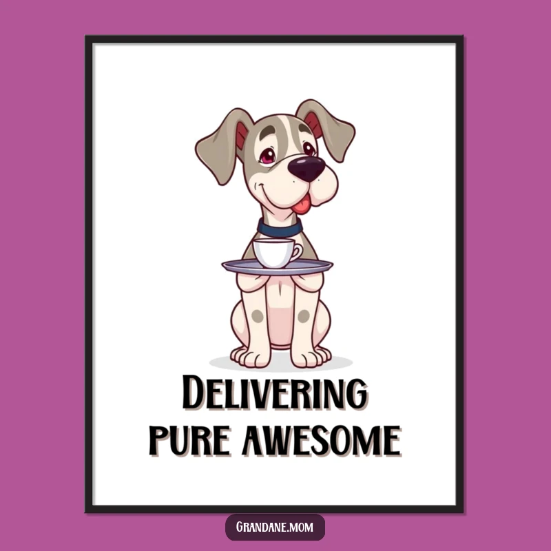 Funny Grand Dane Server Poster: Delicate Balance Art - Perfect Decor for Careful People