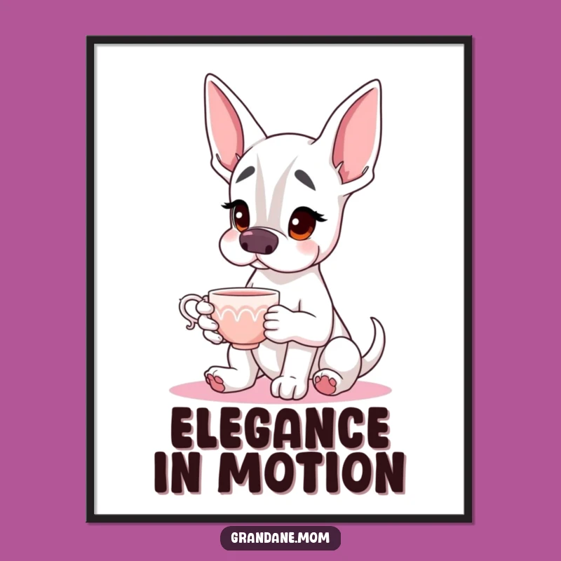 Funny Grand Dane Teacup Poster: Elegant Wall Art & Gentle Giant Gift Idea