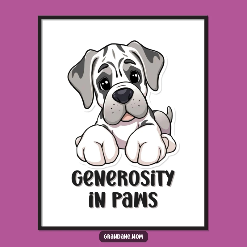 Sweet Funny Giant Paws Grand Dane Toy Poster - Gentle Giant Wall Art Gift