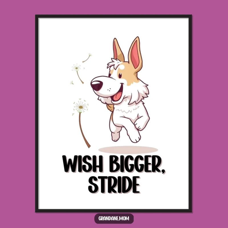 Funny Grand Dane Dandelion Poster - Whimsical Dog Wall Art