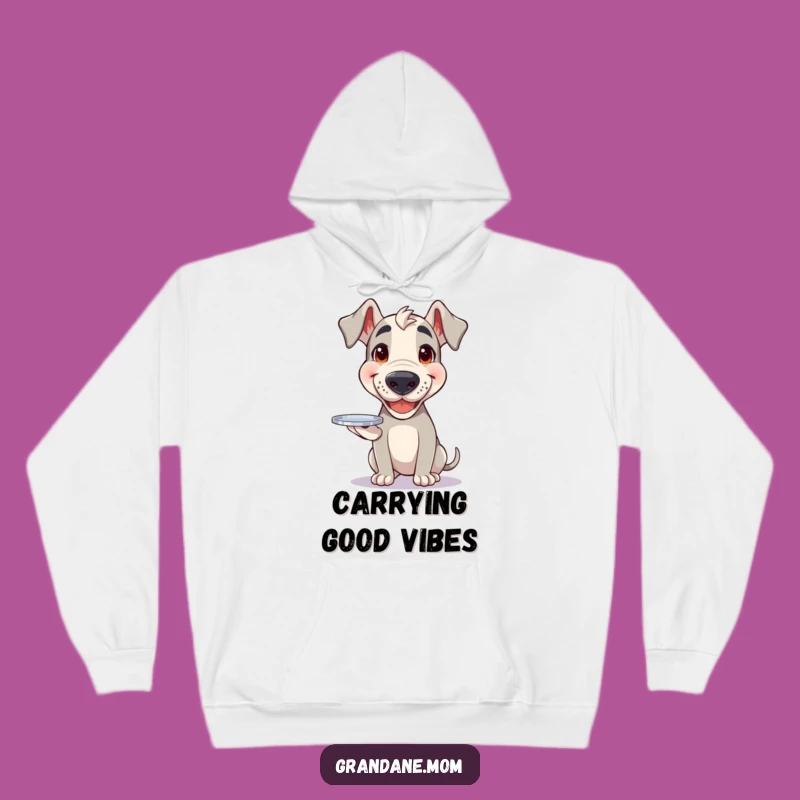 Funny Grand Dane Tray Hoodie: Happy Dog Comfort, Cheerful Service Gift