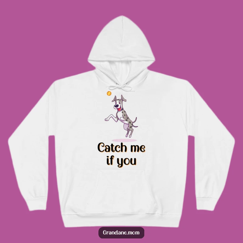 Energetic Great Dane Hoodie: Funny Leaping Dog Design, Warm Gift