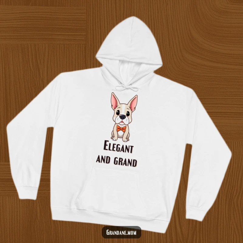 Funny Distinguished Dane Hoodie: A warm hoodie featuring a distinguished Grand Dane wearing an elegant bow tie.