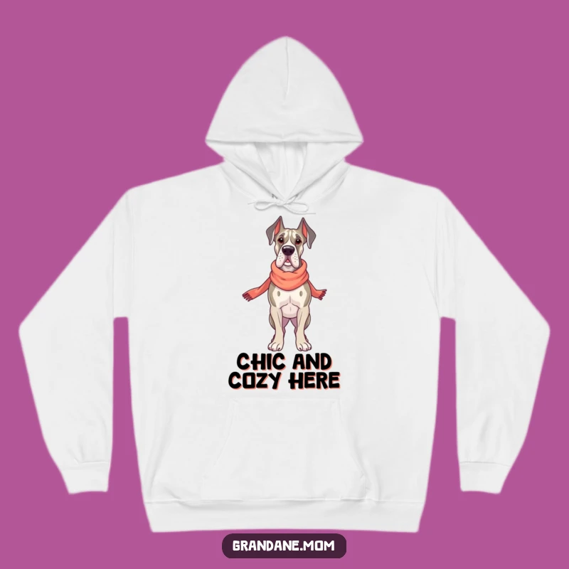 Funny Grand Dane Dapper Hoodie: Cozy Elegant Scarf Dog Gift