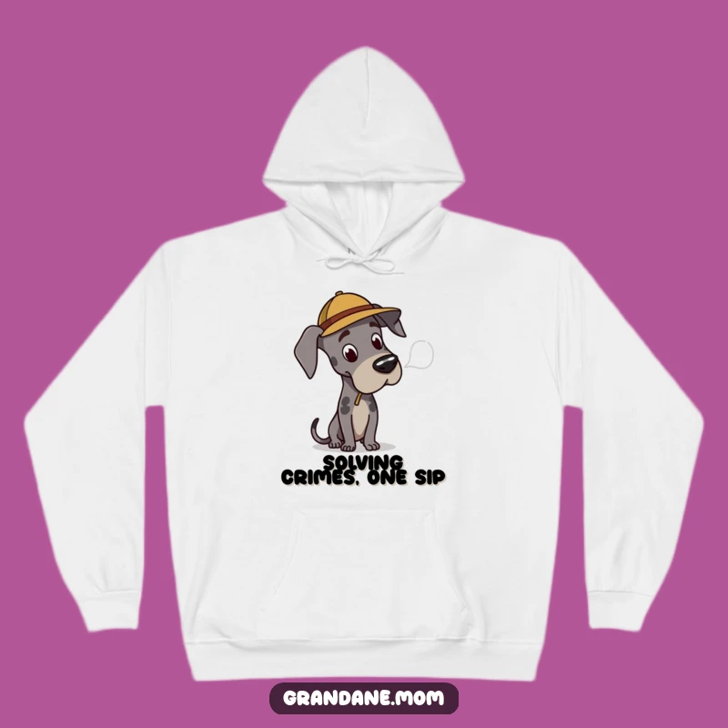 Funny Great Dane Detective Hoodie: Cozy Mystery Gift for Puzzled Pup Aficionados