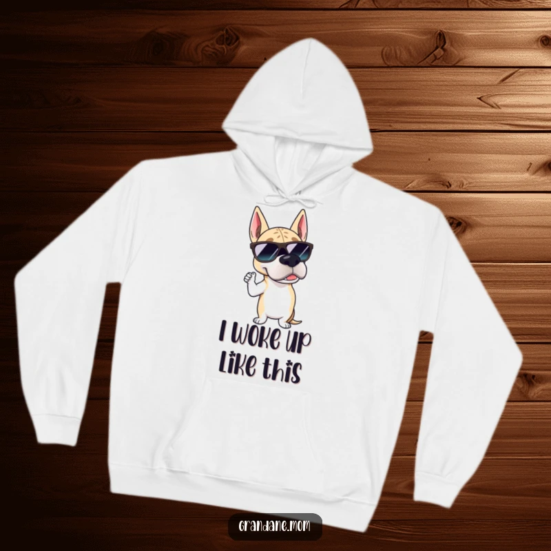 Funny Grand Dane sunglasses hoodie featuring a big dog wearing stylish sunglasses and looking effortlessly suave, perfect for cool weather.