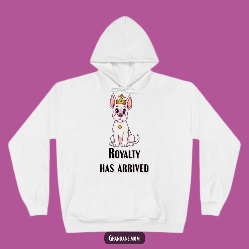 Cozy Funny Majestic Grand Dane Hoodie: Crowned King Comfort - Perfect Funny Dog Gift