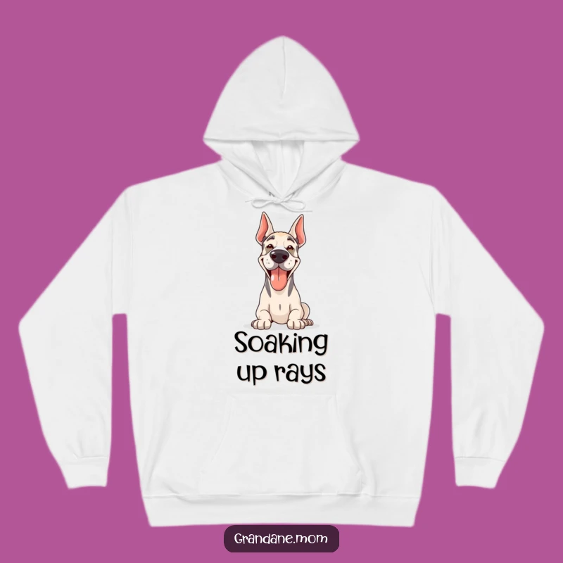 Warm Grand Dane Hoodie: Funny Panting Dog in Sun, Cozy Gift for Owners