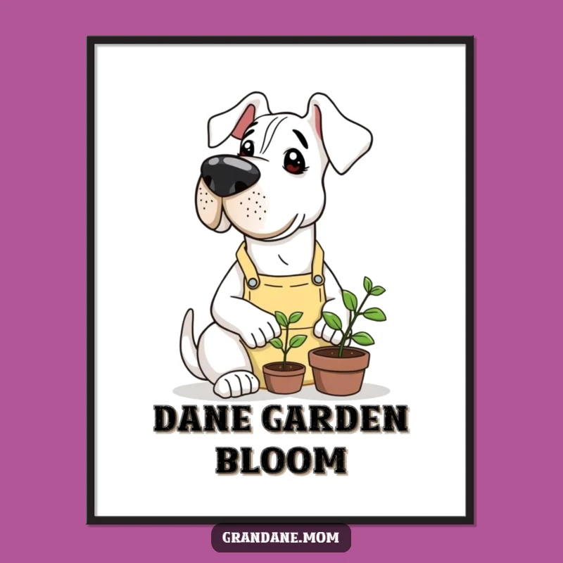 Funny Free Printable Grand Dane Gardener Art: Whimsical Dog Downloadable Wall Decor!